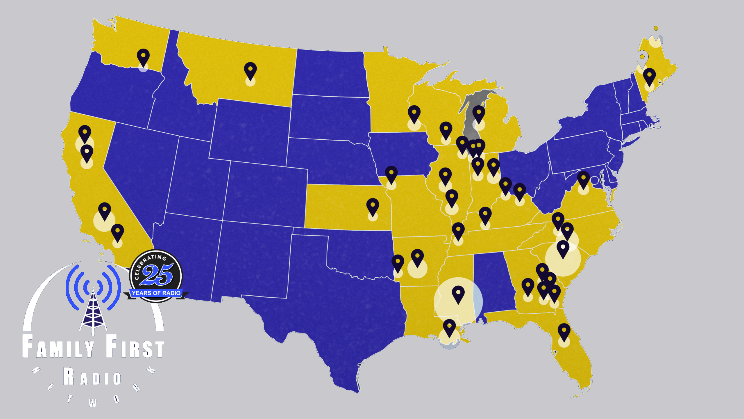 Family First Radio Network station map