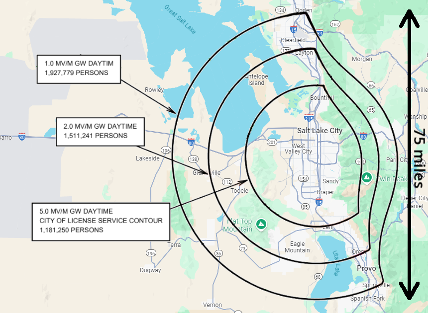 KTUB 1600 AM signal coverage map showing Wasatch Front reach